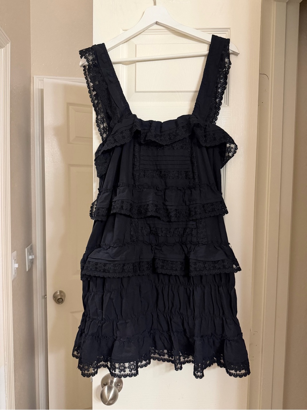 Black Tiered Lace Sundress - Women's Dress